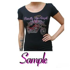 Harley-Davidson Charcoal Tee W/Rhinestone-Studded Motorcycle Graphic L